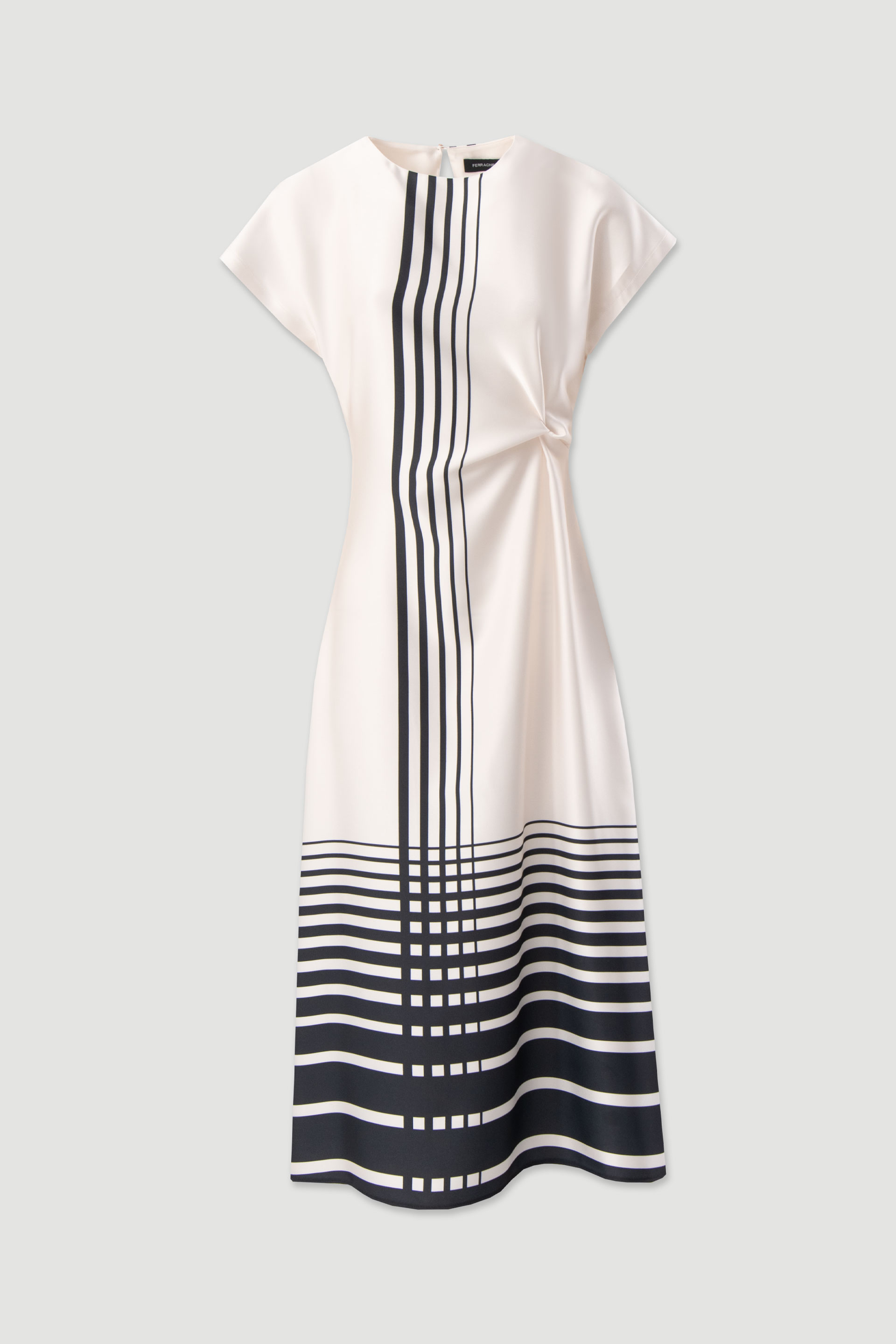 Satin dress with geometric print