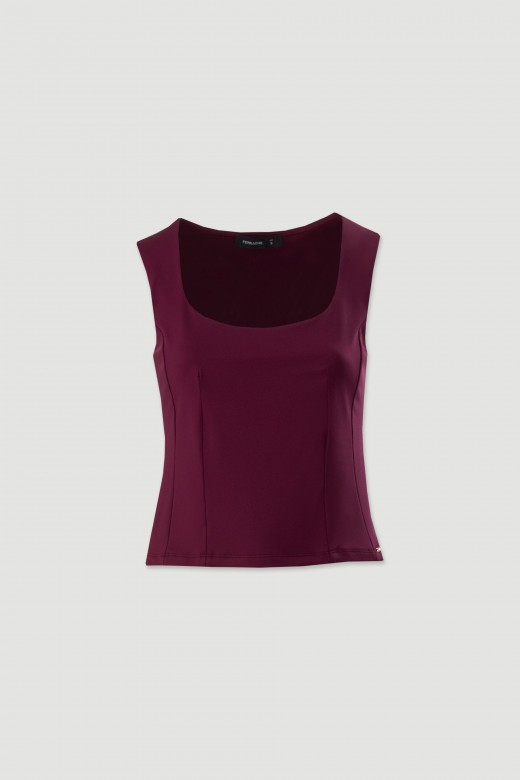 Short knit top with square neckline Short knit top with square neckline