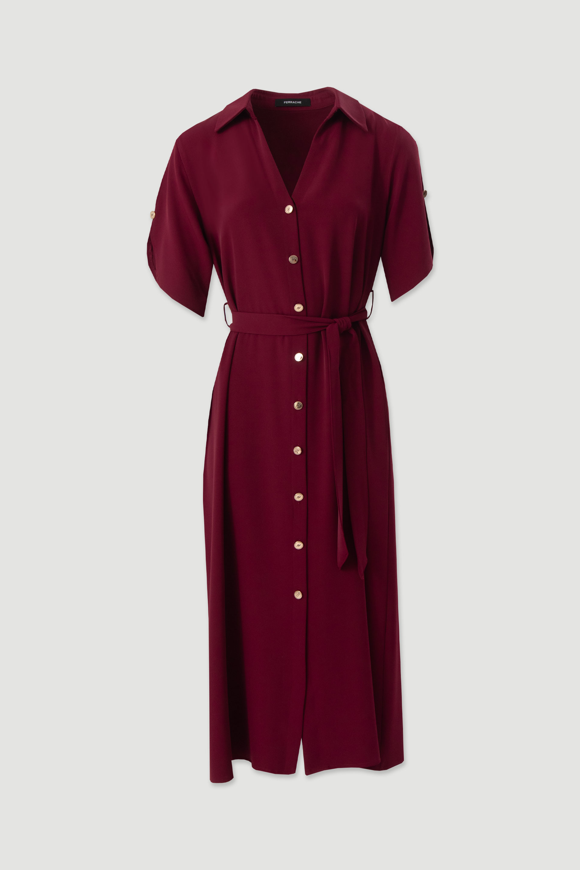 Fluid midi dress with belt