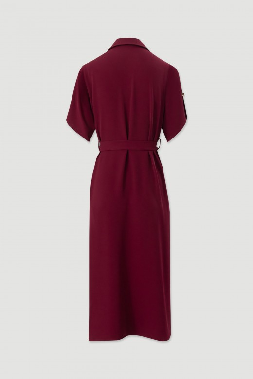 Fluid midi dress with belt Fluid midi dress with belt