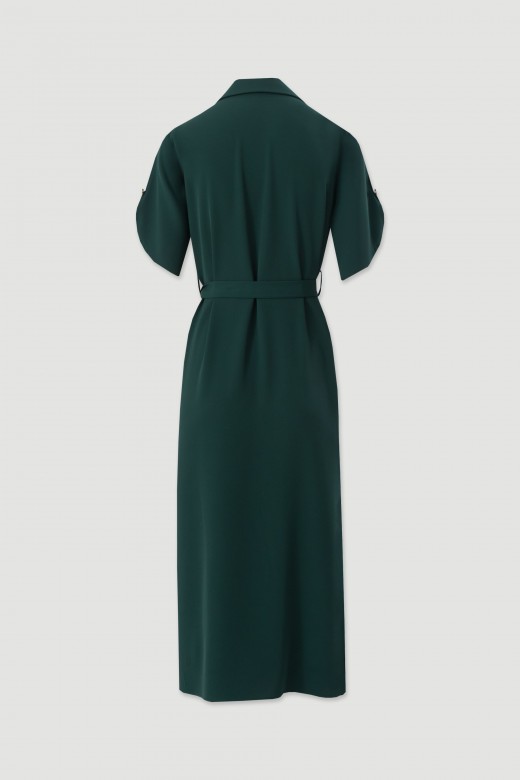 Fluid midi dress with belt Fluid midi dress with belt
