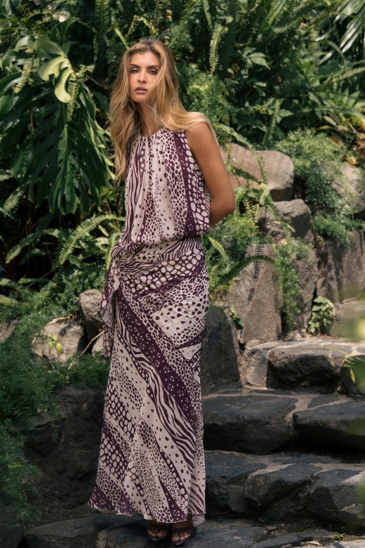 Printed top with double-layer front Printed top with double-layer front
