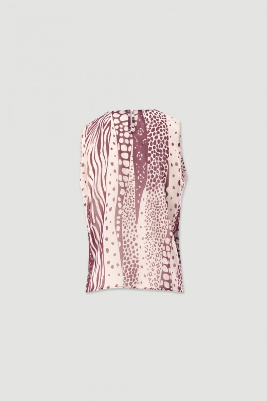 Printed top with double-layer front Printed top with double-layer front