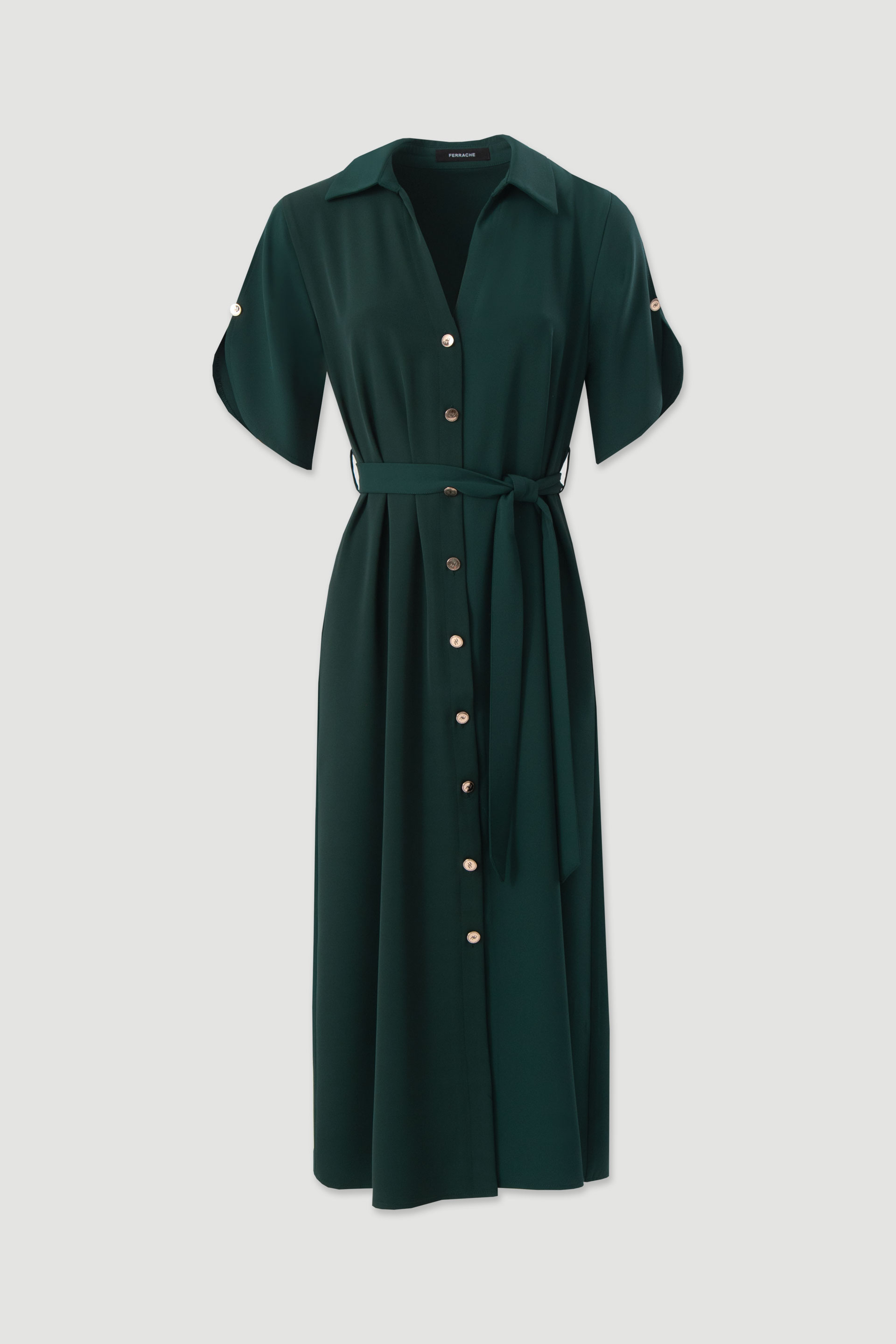 Fluid midi dress with belt