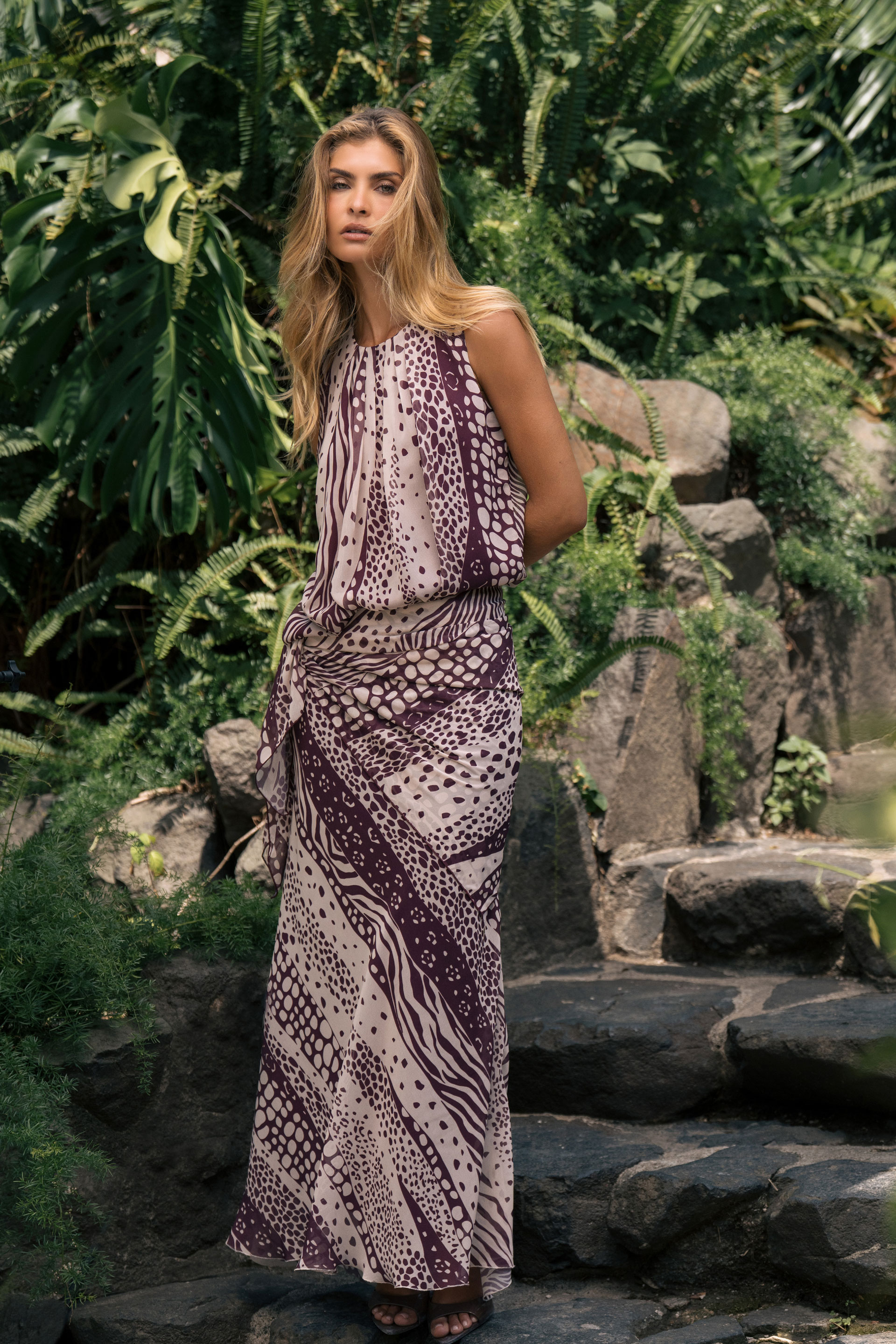 Long printed skirt