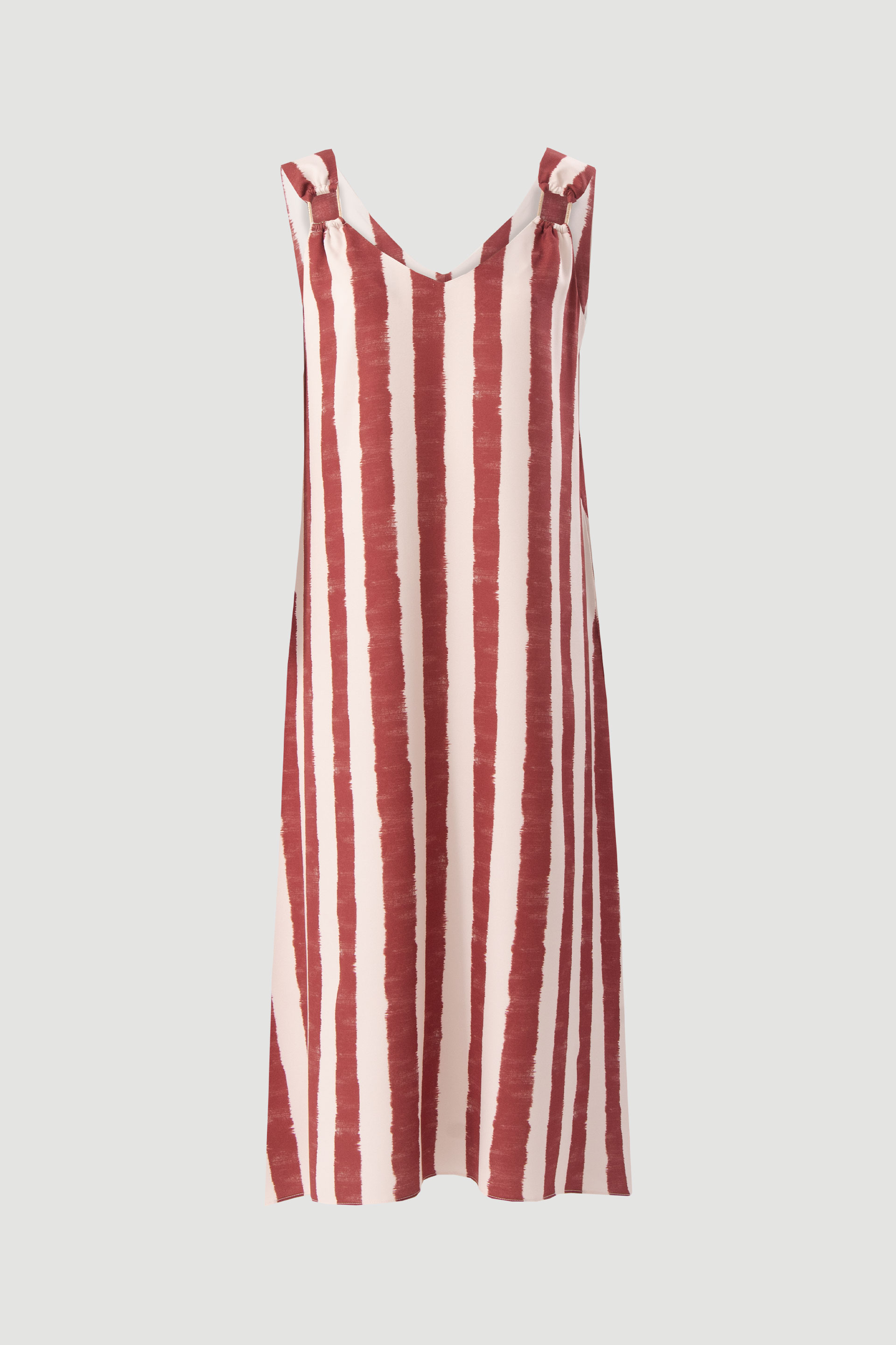 Printed midi dress with gold detail straps