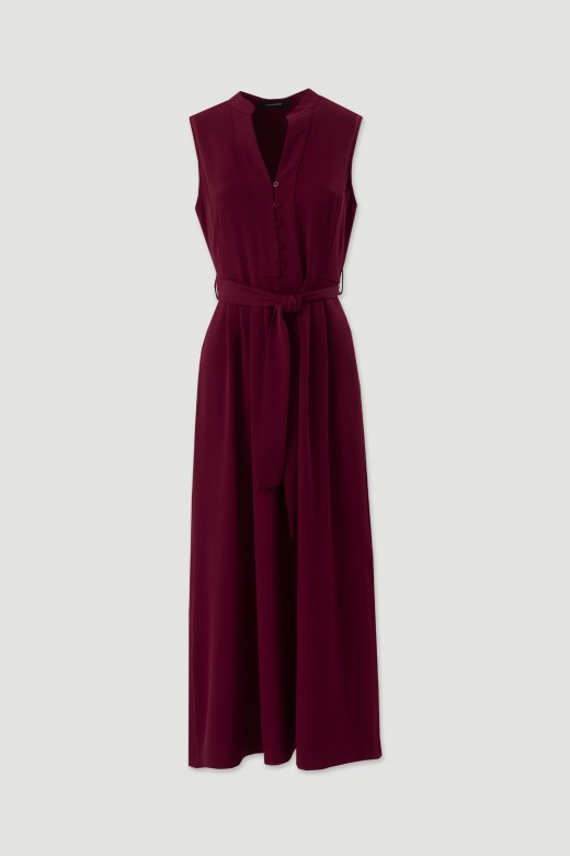 Fluid midi dress with belt Fluid midi dress with belt
