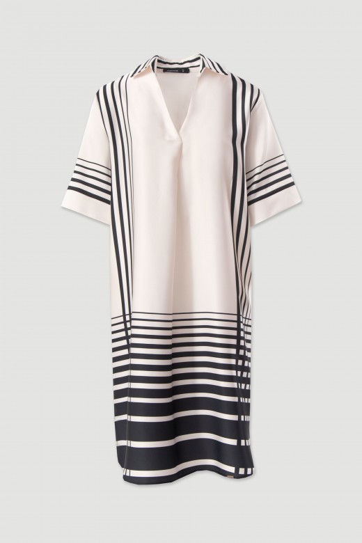 Satin midi dress with striped pattern Satin midi dress with striped pattern