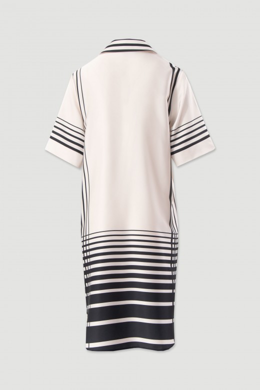 Satin midi dress with striped pattern Satin midi dress with striped pattern