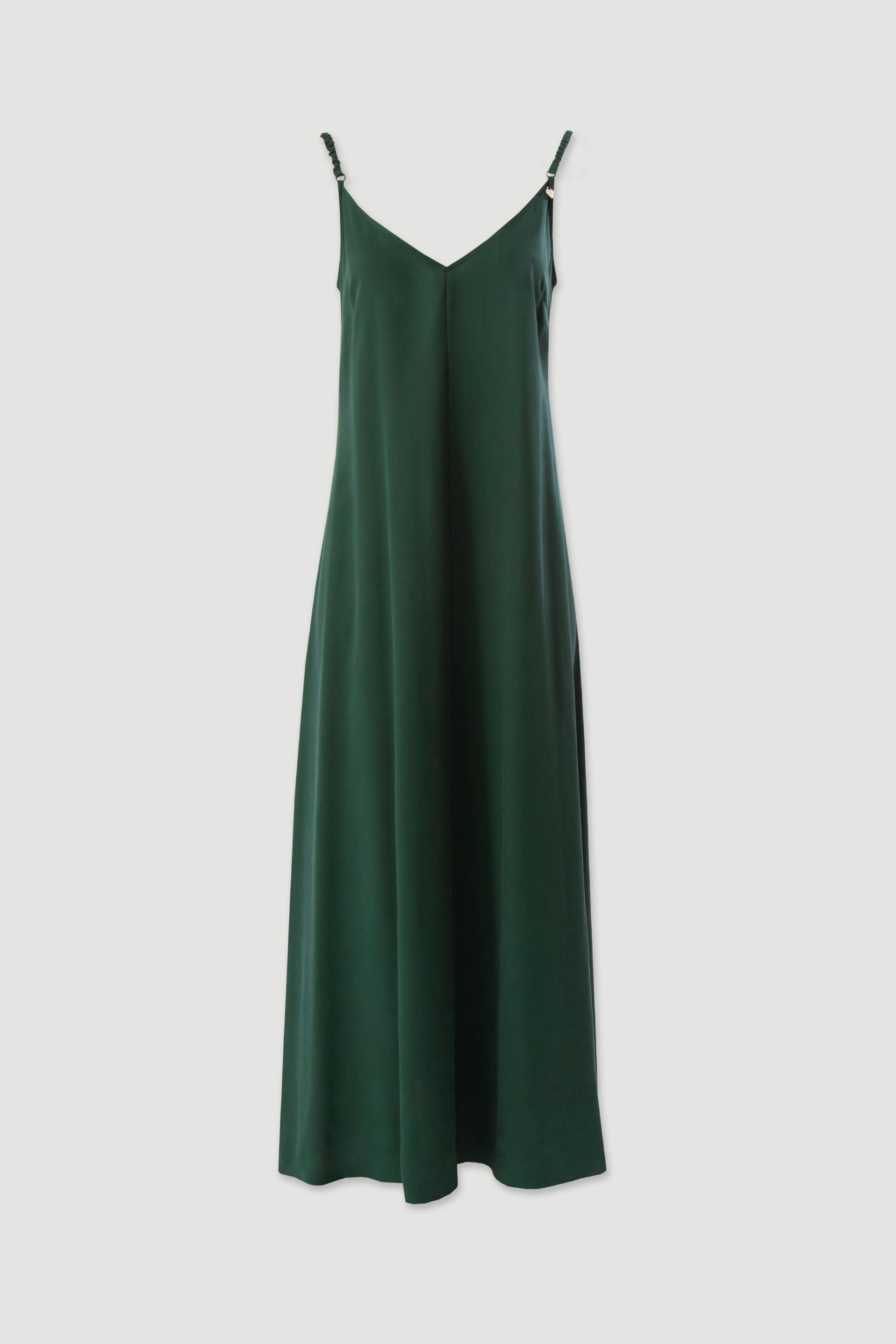 Vestido comprido fluido com alças finas