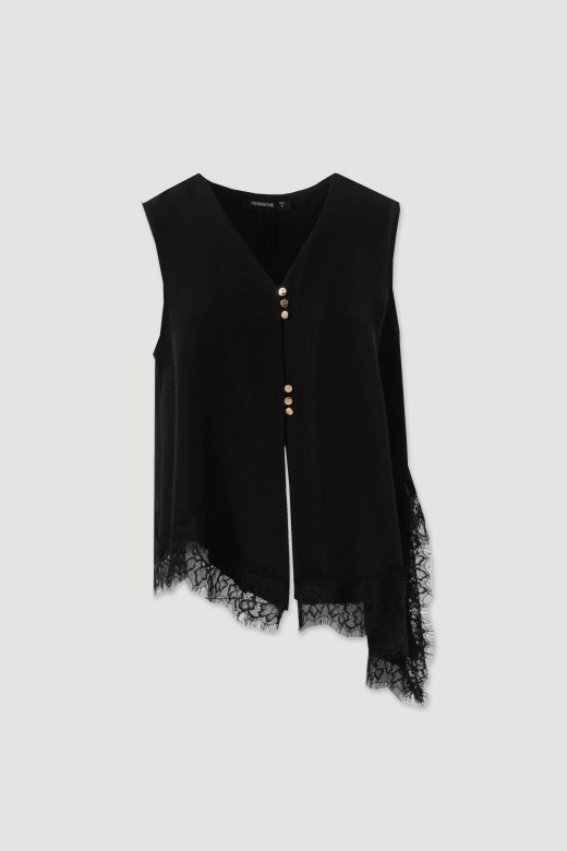 Asymmetric blouse with lace Asymmetric blouse with lace