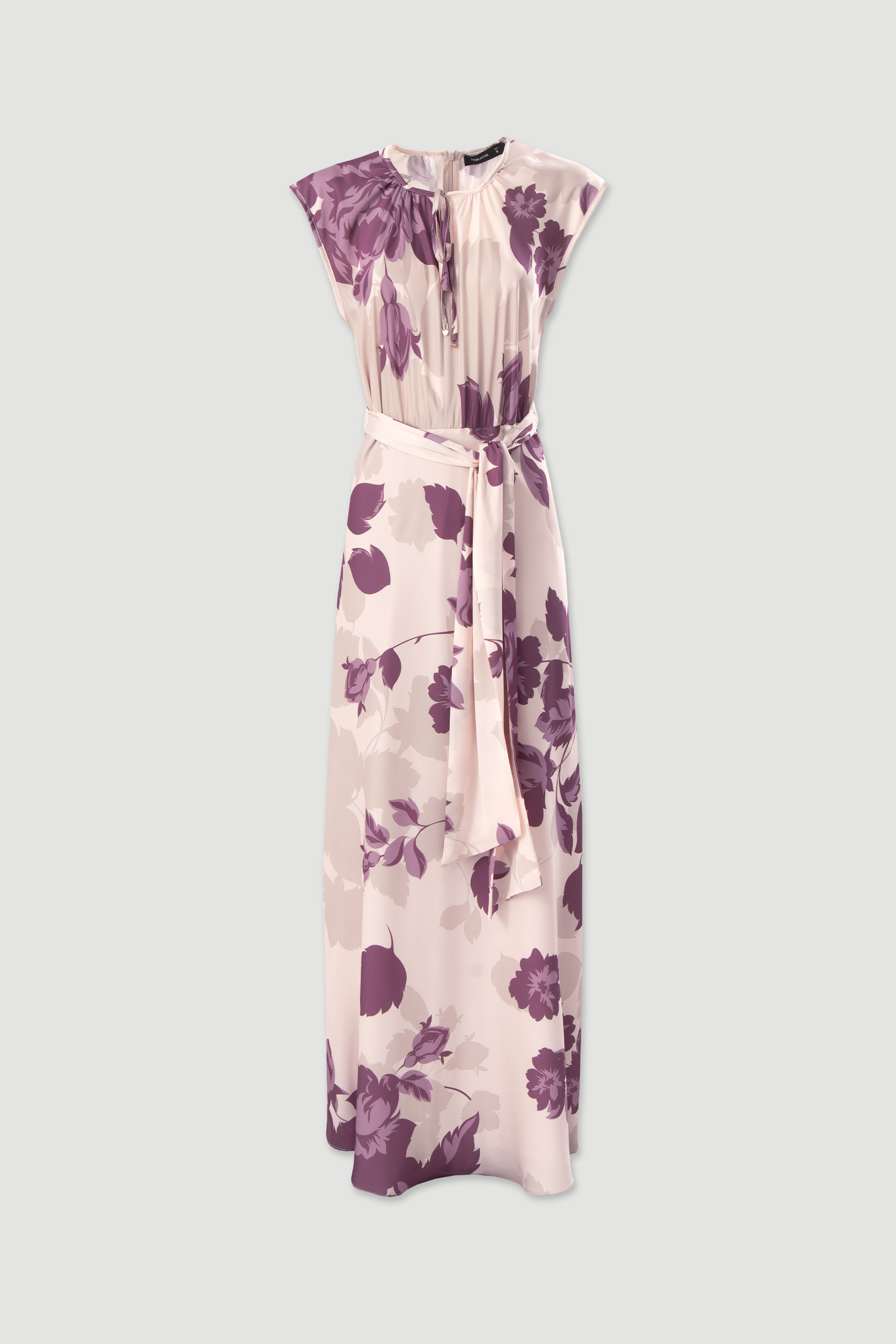Long printed dress with belt