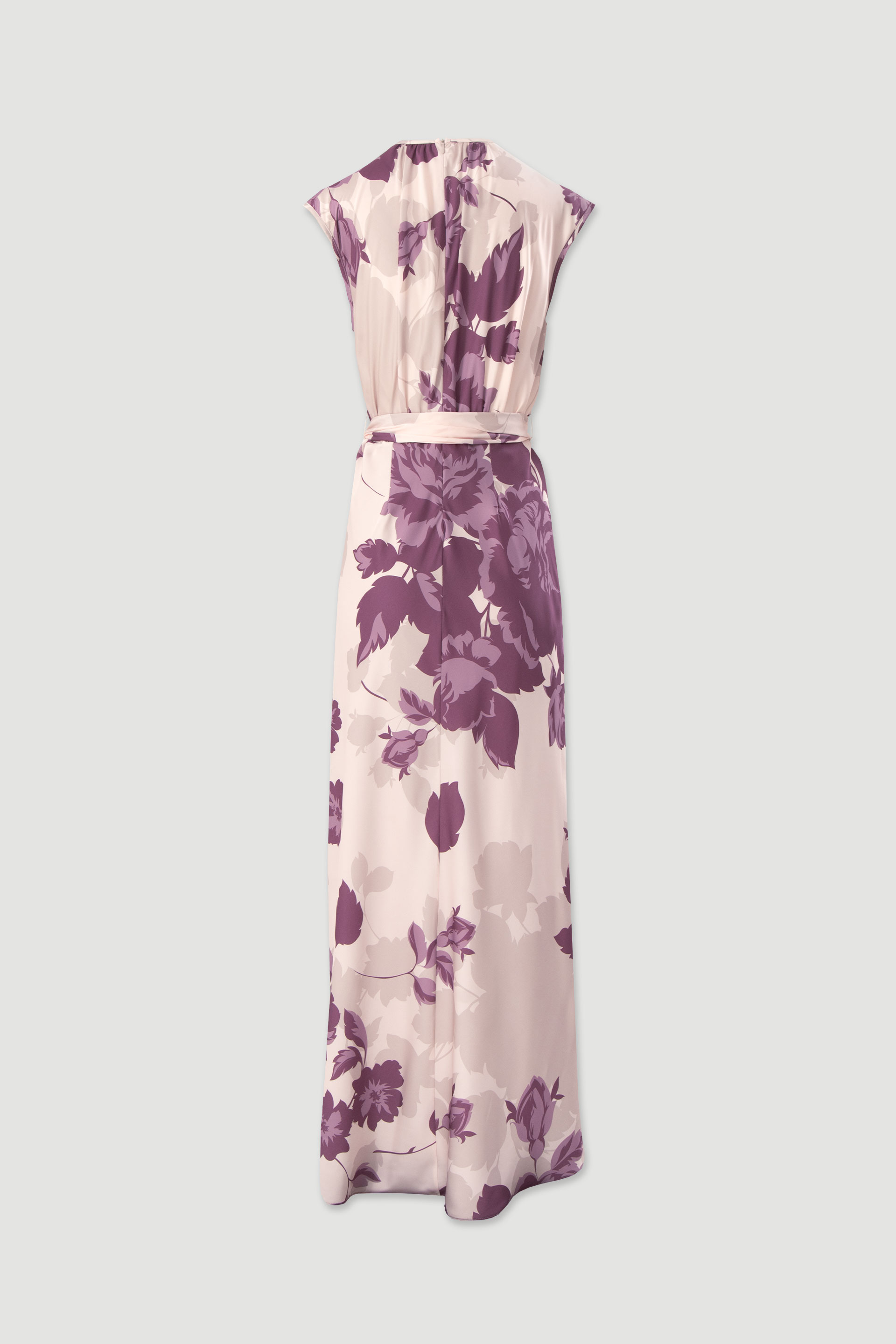 Long printed dress with belt
