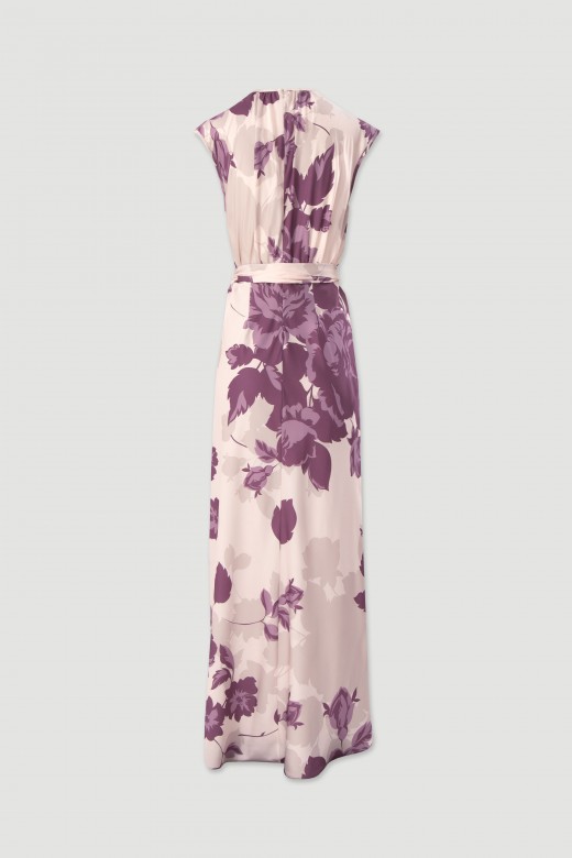 Long printed dress with belt Long printed dress with belt