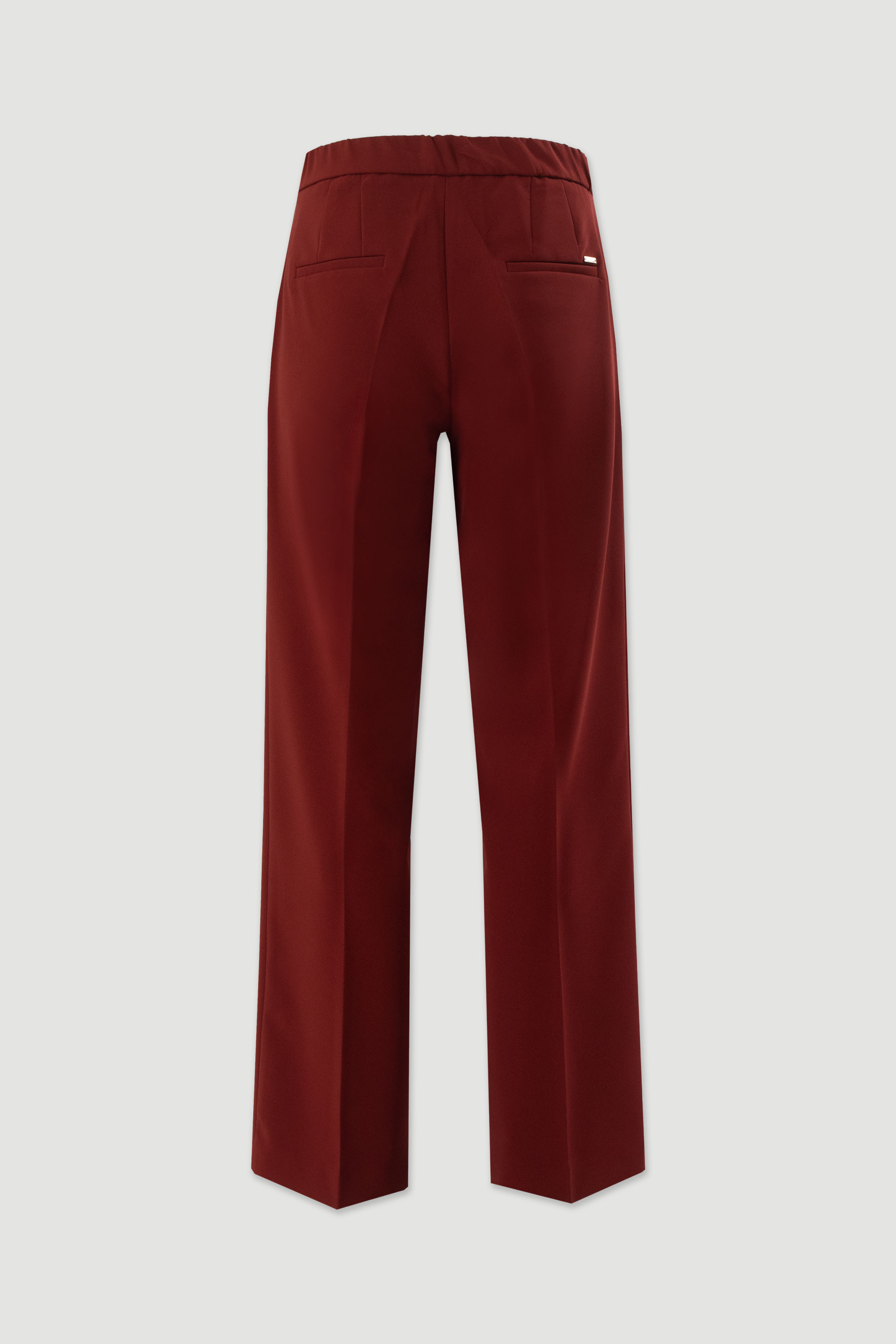Straight trousers with customised elastic belt