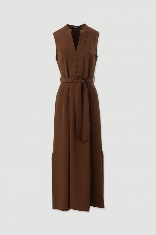 Fluid midi dress with belt Fluid midi dress with belt