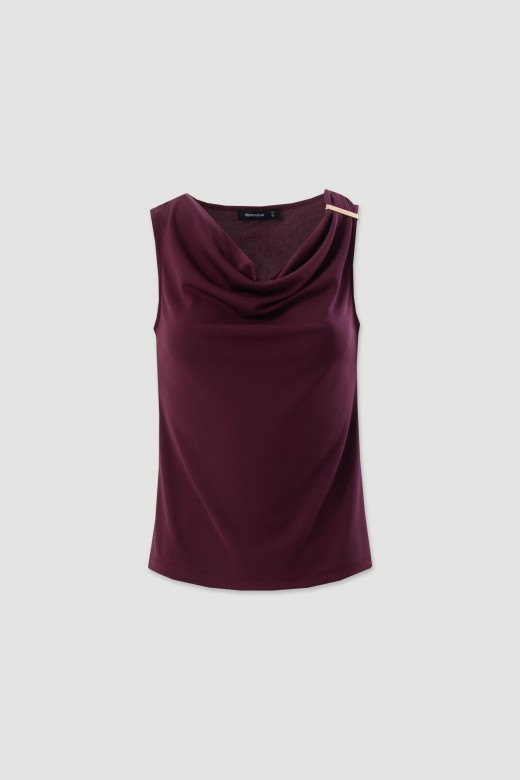 Lycra knit top with draped neckline Lycra knit top with draped neckline