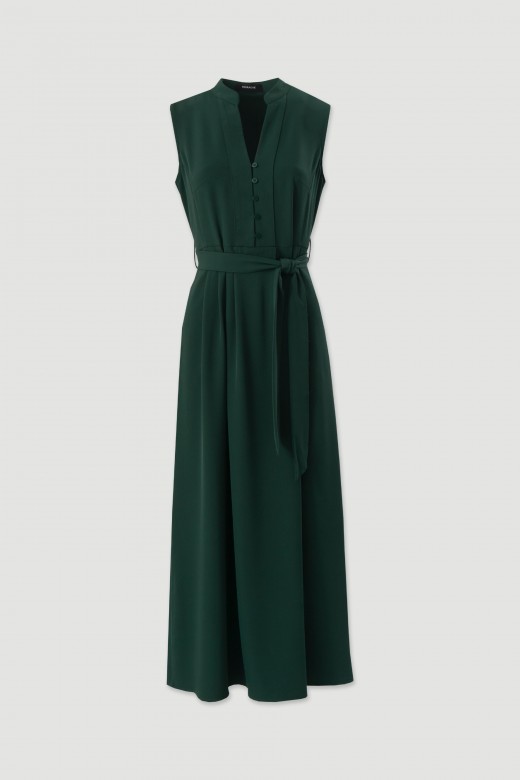 Fluid midi dress with belt Fluid midi dress with belt
