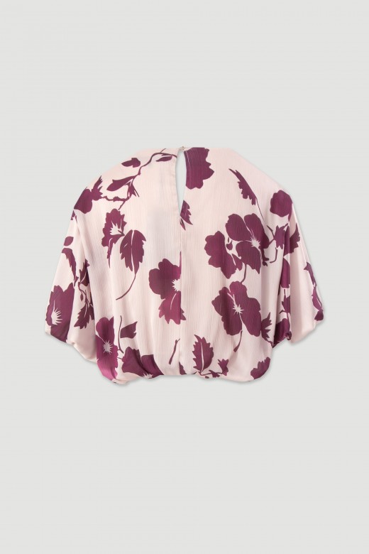 Cropped printed blouse with balloon effect Cropped printed blouse with balloon effect