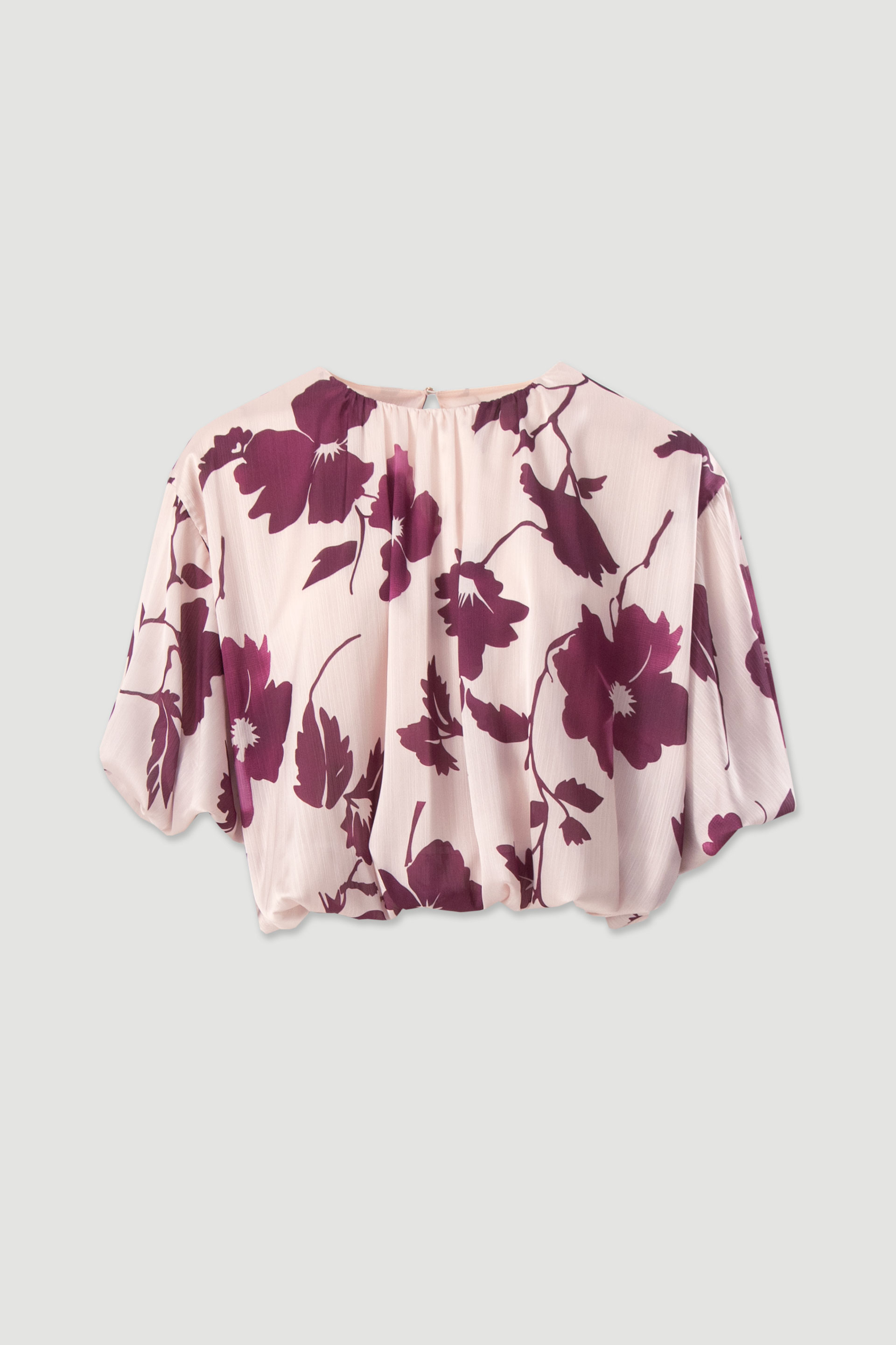 Cropped printed blouse with balloon effect
