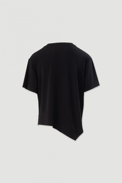 Asymmetric knit top with short sleeves Asymmetric knit top with short sleeves