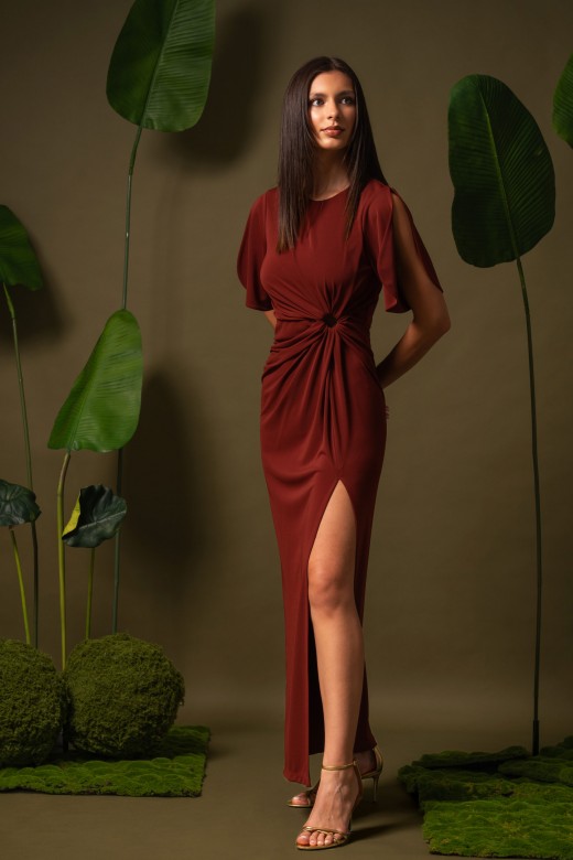 Long draped dress with cut-out detail Long draped dress with cut-out detail