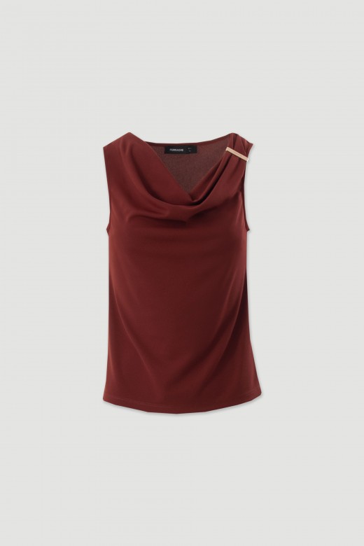 Lycra knit top with draped neckline Lycra knit top with draped neckline
