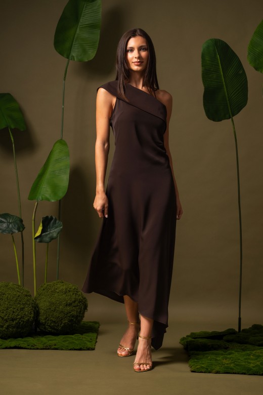 One-shoulder asymmetrical midi dress One-shoulder asymmetrical midi dress