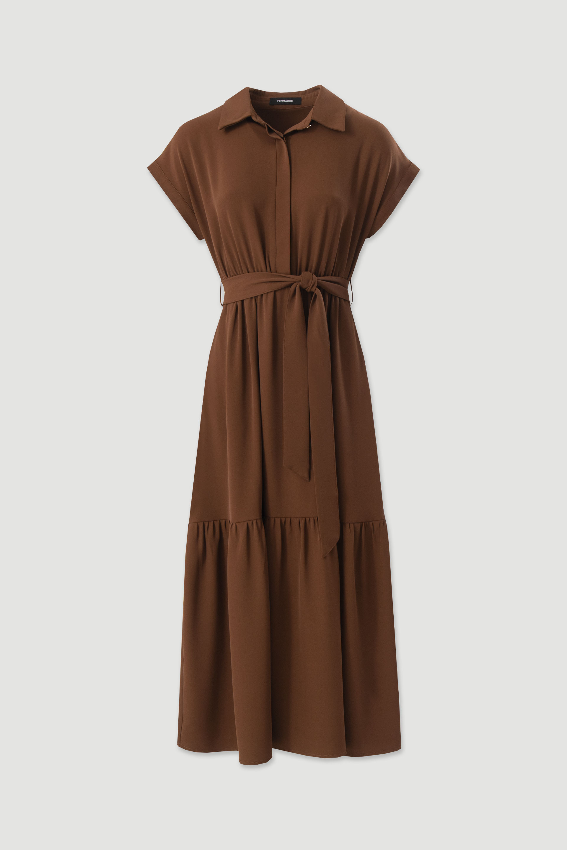 Midi shirt dress with belt
