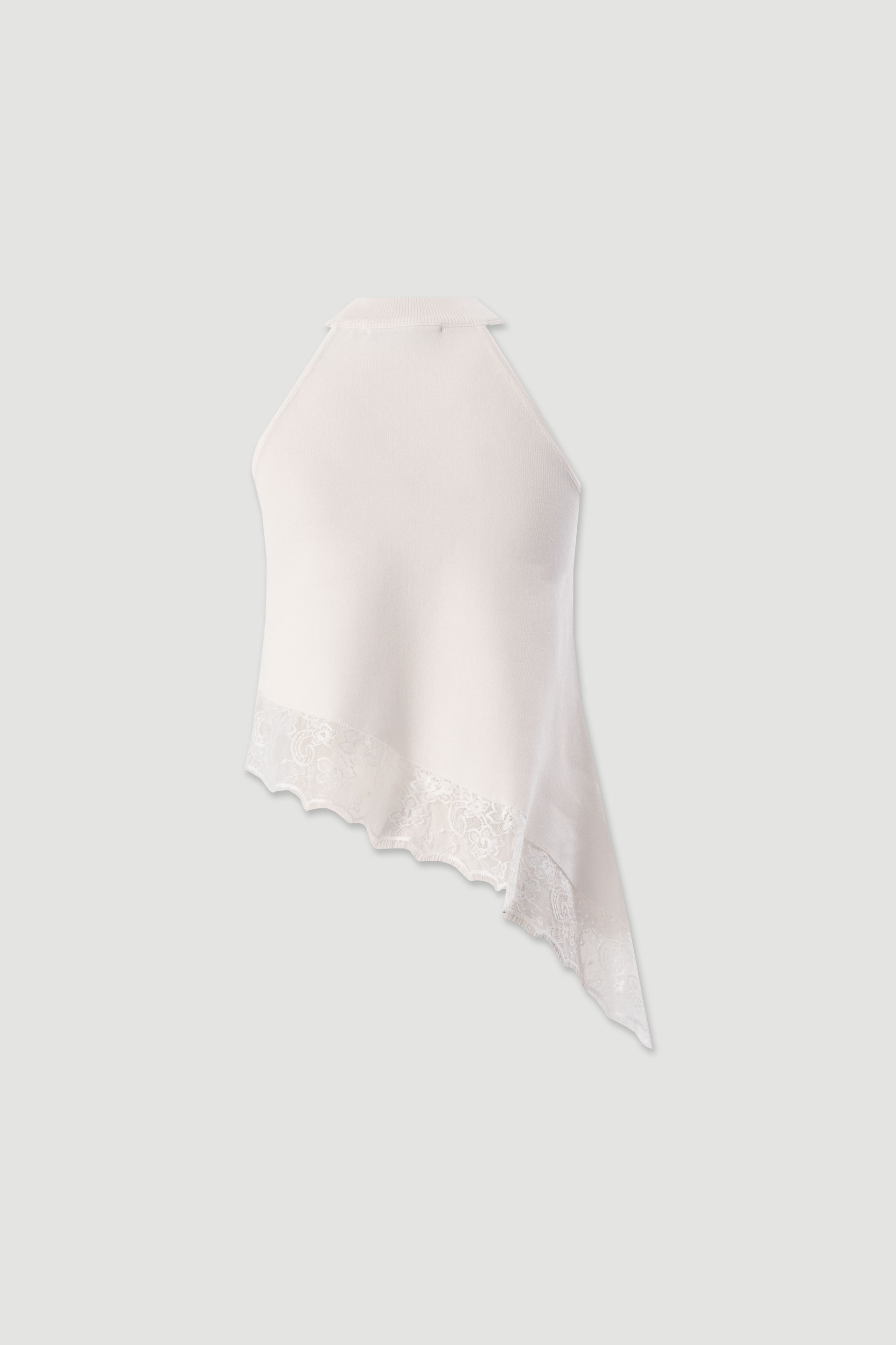 Top de malha assimétrico com renda