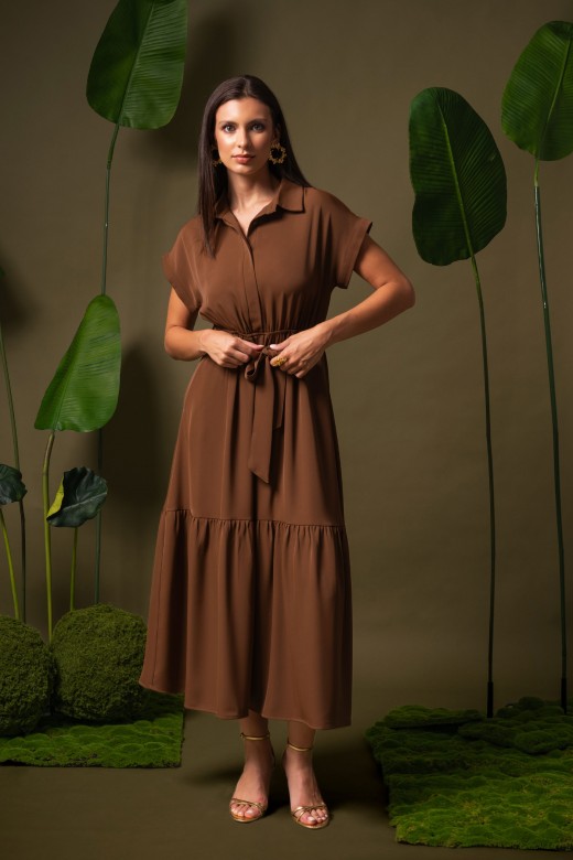 Midi shirt dress with belt Midi shirt dress with belt