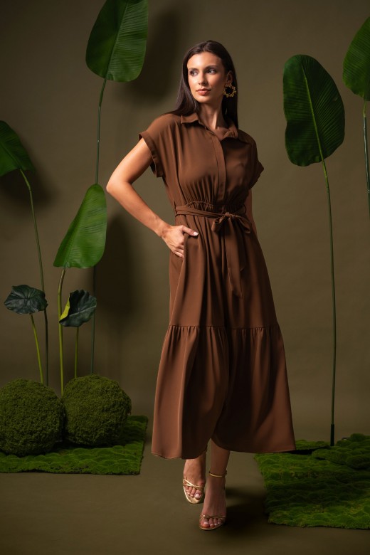 Midi shirt dress with belt Midi shirt dress with belt