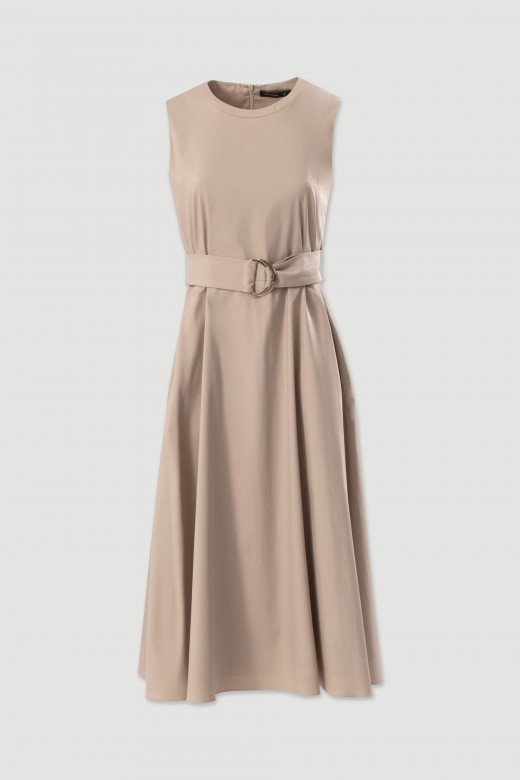 Fitted midi dress with buckle belt Fitted midi dress with buckle belt