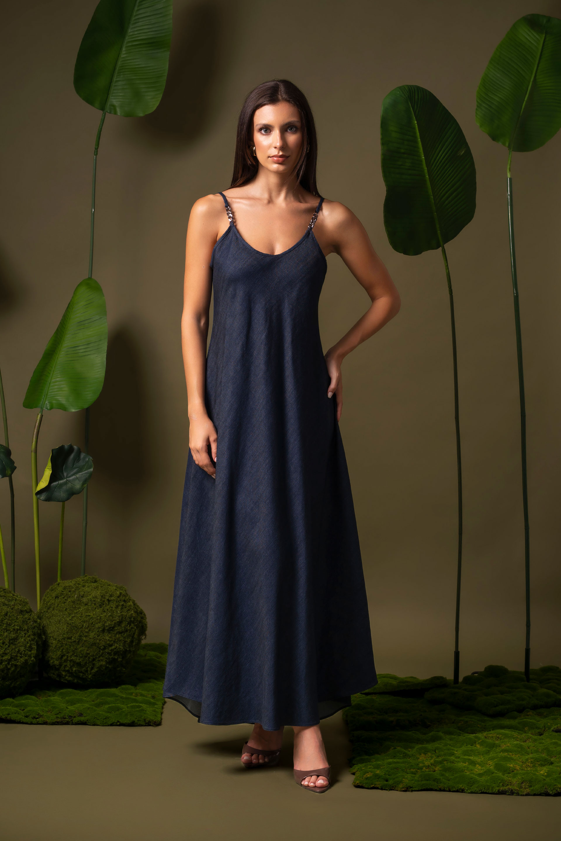 Long dress with chain straps