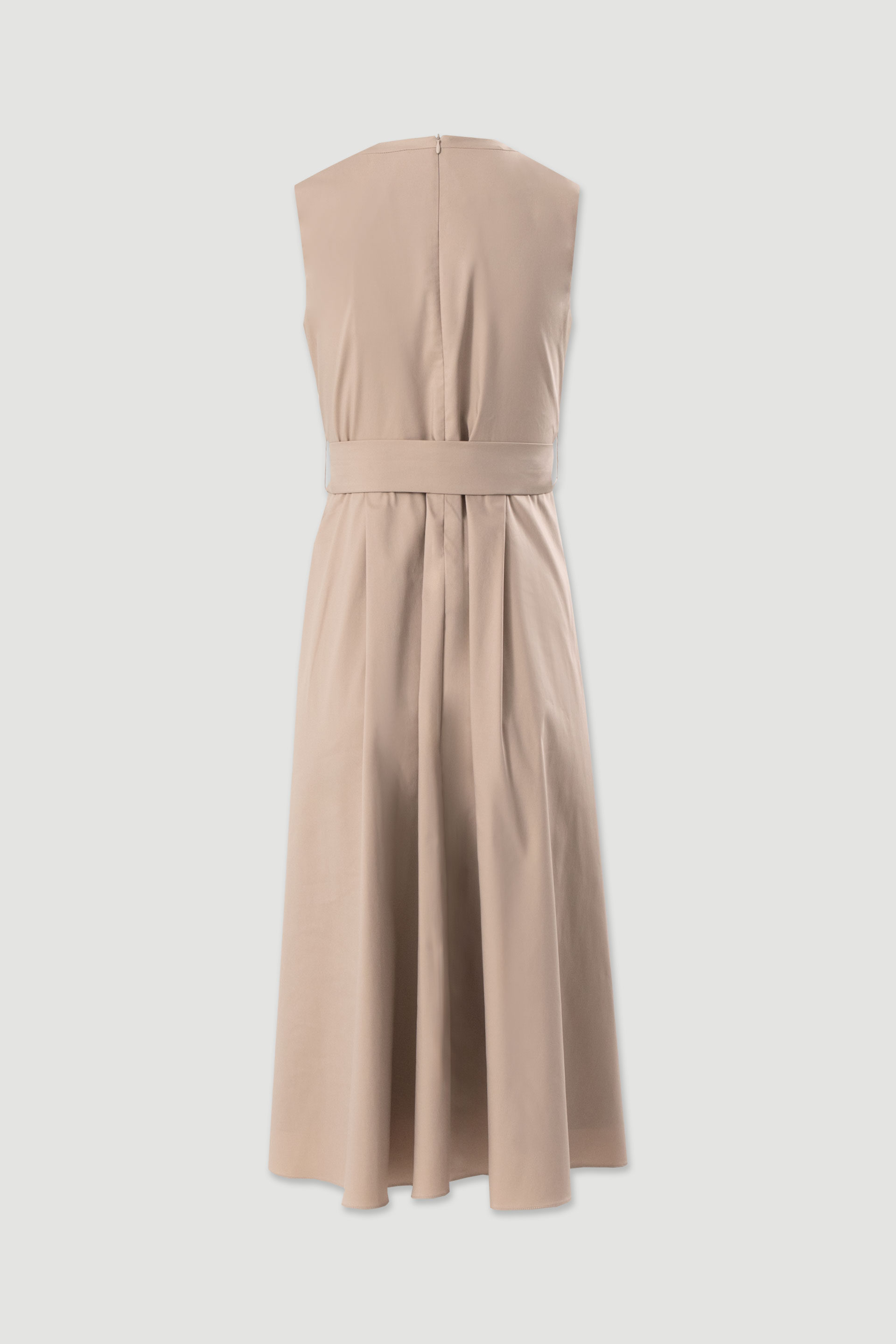 Fitted midi dress with buckle belt