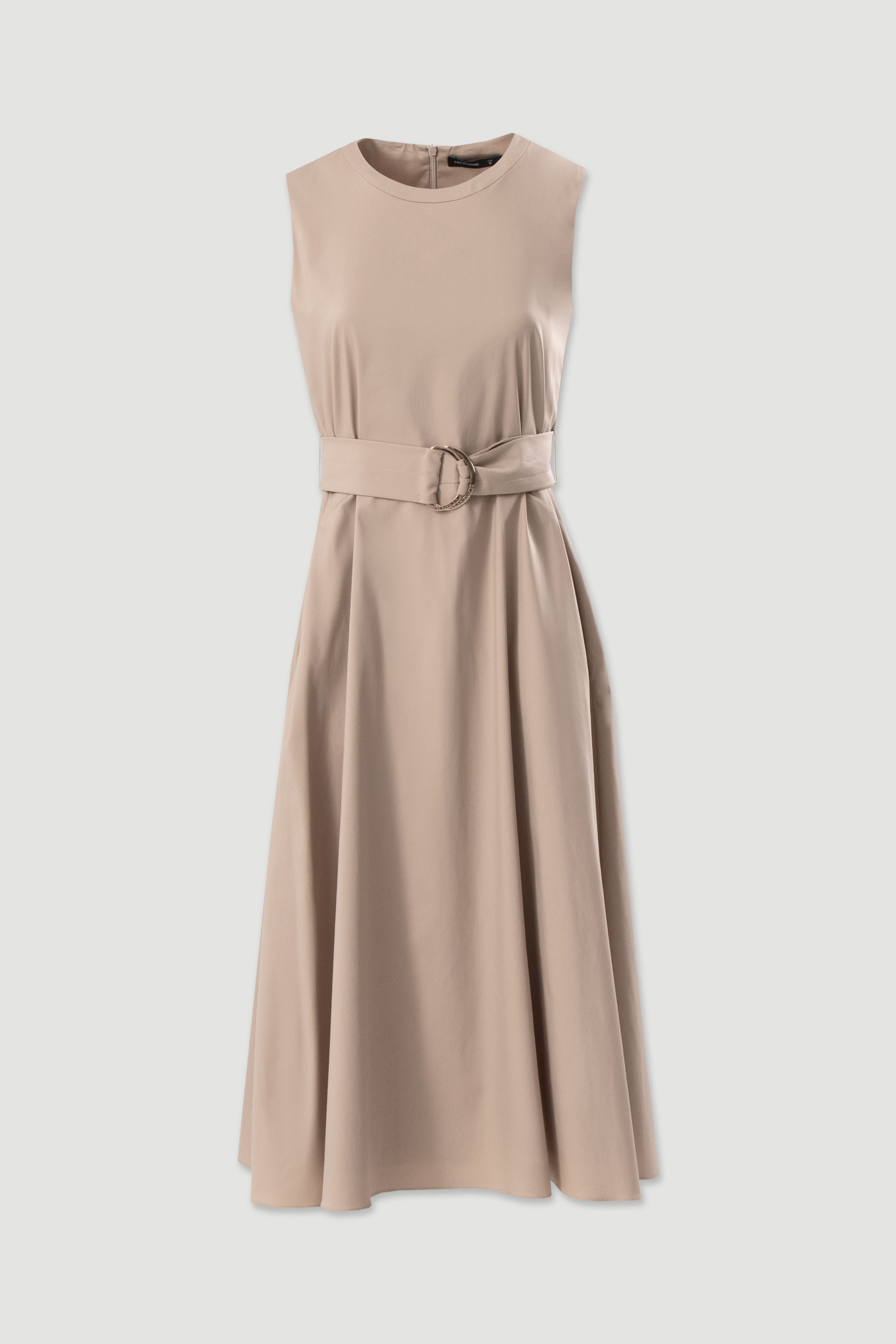 Fitted midi dress with buckle belt