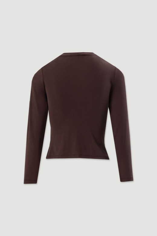 Knit top with crossover neckline Knit top with crossover neckline