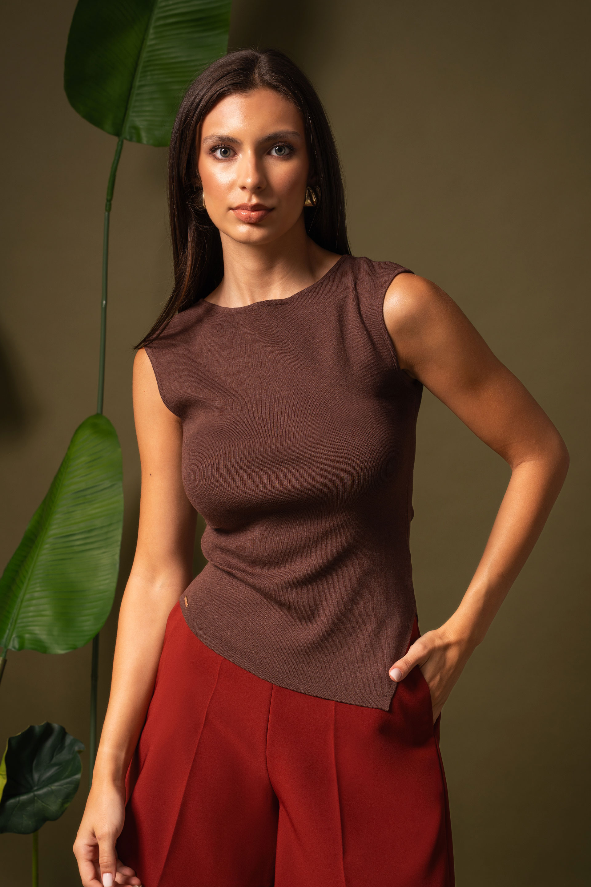 Asymmetric knit top
