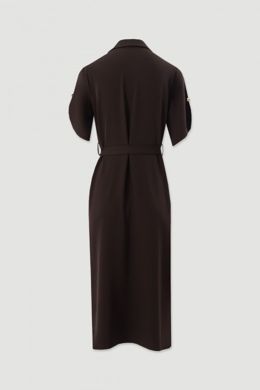 Fluid midi dress with belt Fluid midi dress with belt