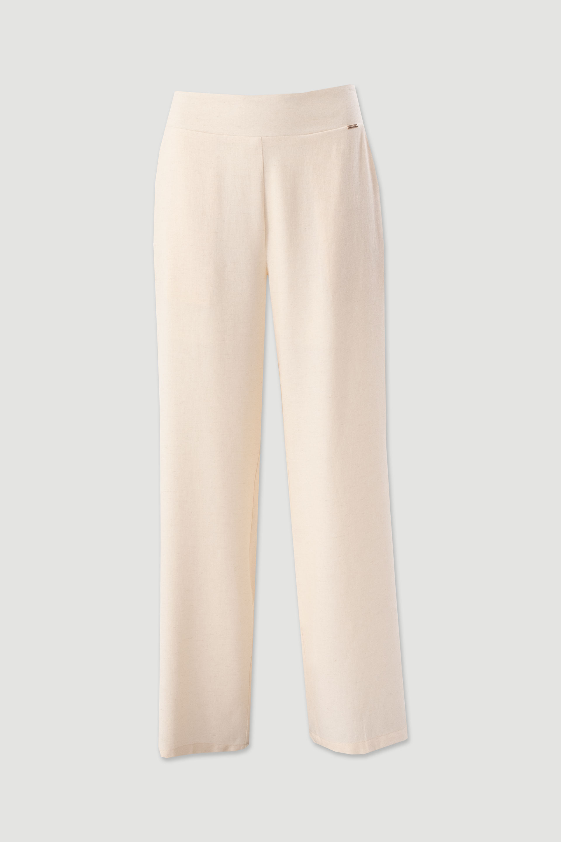 Straight-leg linen-blend trousers