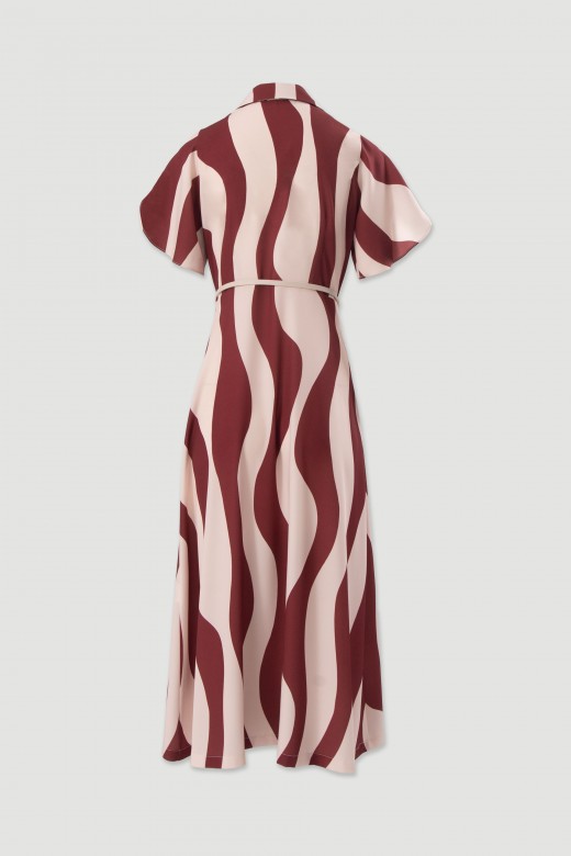 Printed midi dress with slim belt Printed midi dress with slim belt