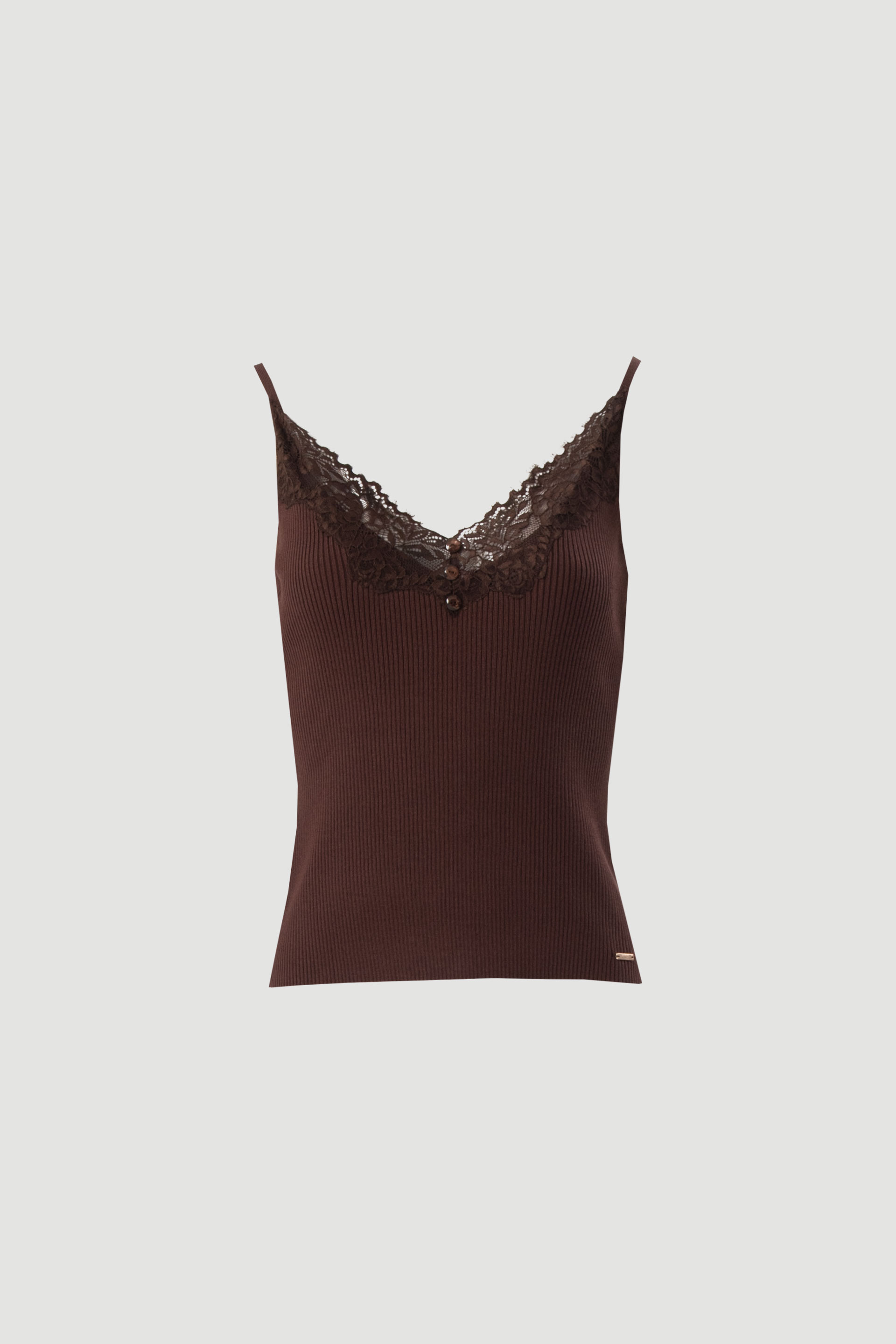 Knit top with lace neckline