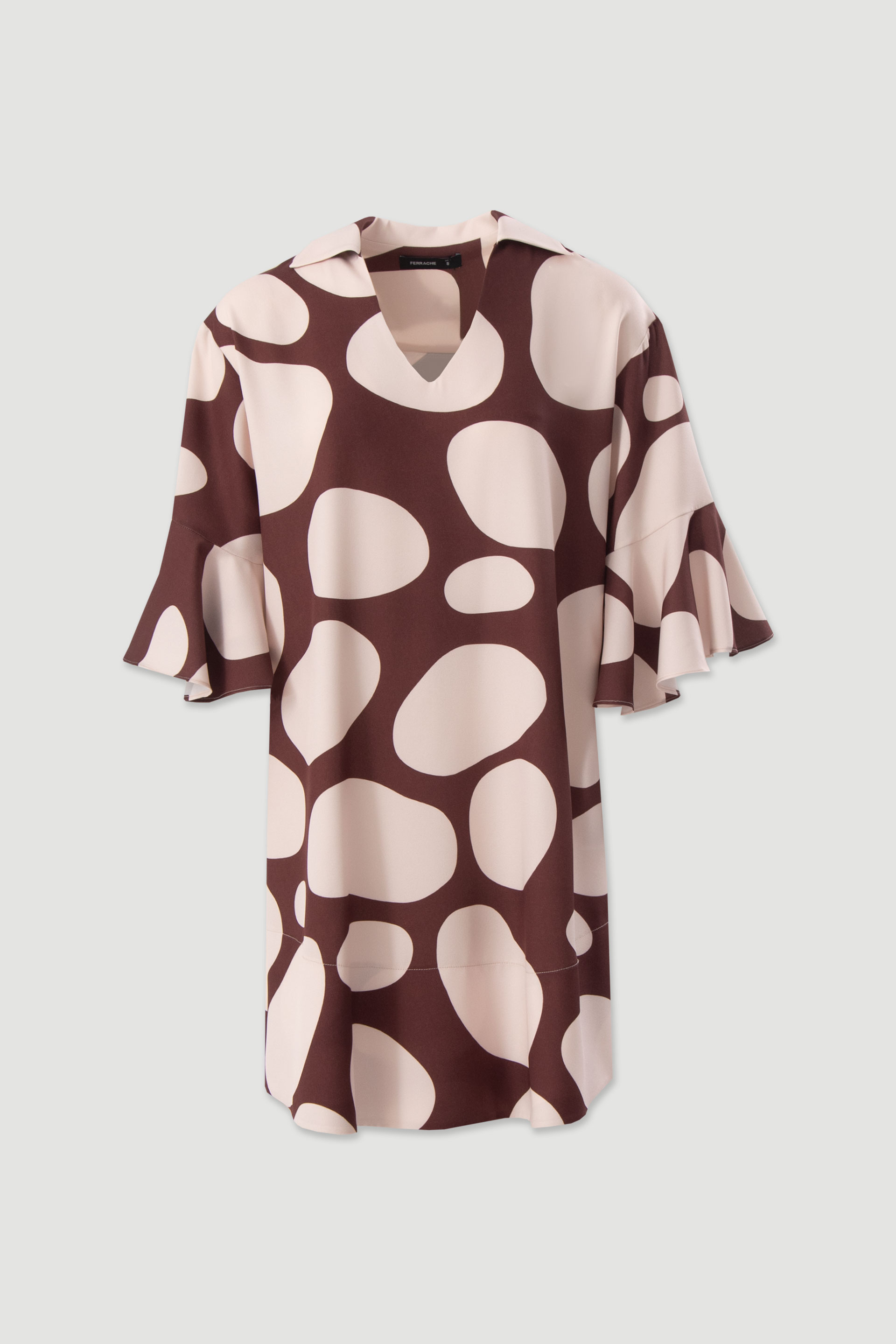 Short printed dress with fluid sleeves