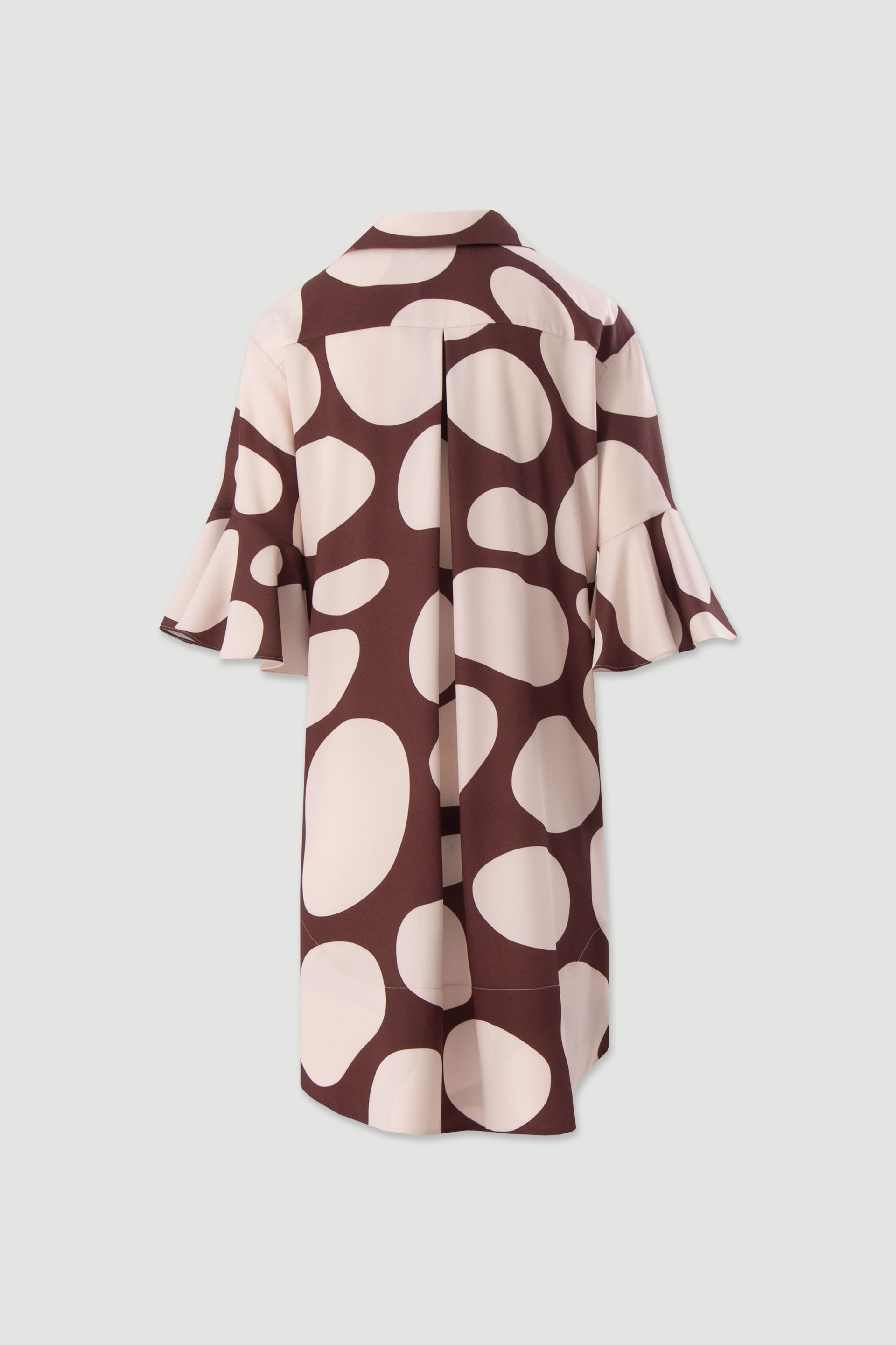 Short printed dress with fluid sleeves