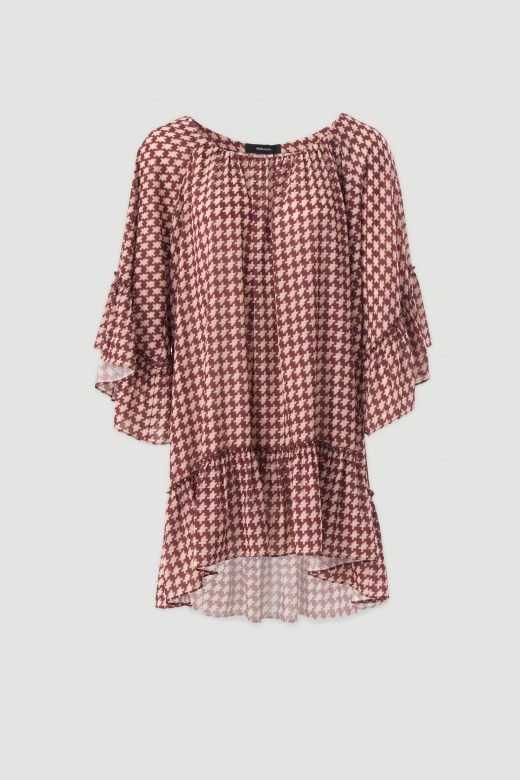 Printed tunic with ruffle hem Printed tunic with ruffle hem
