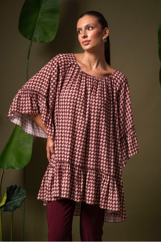 Printed tunic with ruffle hem Printed tunic with ruffle hem