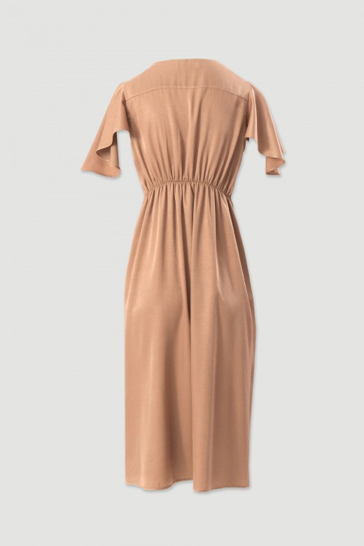 Robe midi fluide � manches volant�es