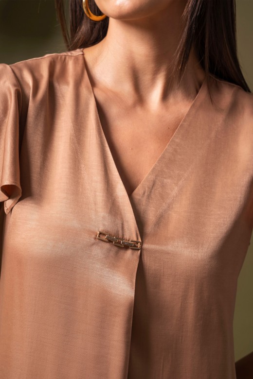 Fluid midi dress with ruffle sleeves Fluid midi dress with ruffle sleeves