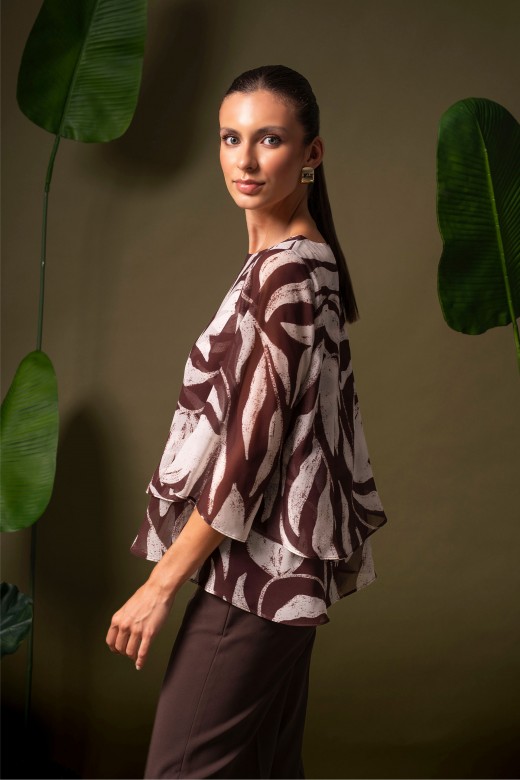 Fluid printed tunic with layered effect Fluid printed tunic with layered effect
