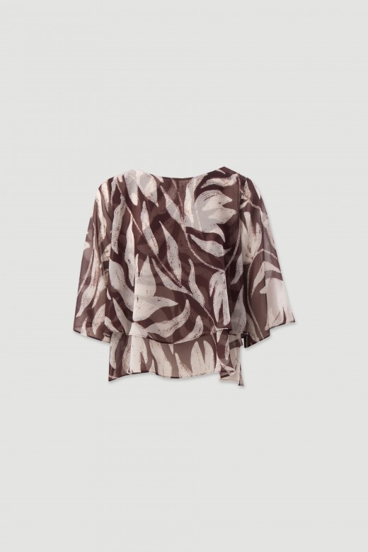 Fluid printed tunic with layered effect Fluid printed tunic with layered effect